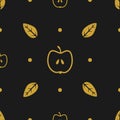 Seamless scandinavian trend pattern with gold apple