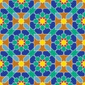 Seamless arabic geometric colored ornament in style girih