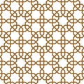 Seamless arabic geometric ornament in brown color.Thick lines.ROUNDED corners