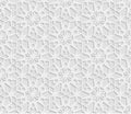 Seamless arabic geometric pattern, 3D white background, indian ornament, persian motif, vector texture. Endless texture are suita Royalty Free Stock Photo