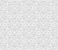 Seamless arabic geometric pattern, 3D white background, indian ornament Royalty Free Stock Photo