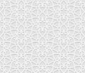 Seamless arabic geometric pattern, 3D white pattern, indian ornament, persian motif, vector. Endless texture can be used for wal