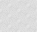 Seamless arabic geometric pattern, 3D white pattern, indian ornament, persian motif, vector. Endless texture