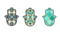 Seamless arabic khamsa hand of fatima illustration background pattern in vector,moroccan traditional art