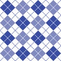 Dashed Argyle Pattern in Blue and White Royalty Free Stock Photo