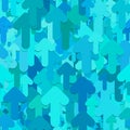 Seamless arrow background pattern - vector design from light blue rounded forward arrows with shadow effect