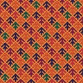 Seamless arrows pattern. Repeated stylized trees background. Squama ornament. Scales image. Ancient window tracery motif. Ethnic