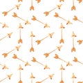 Seamless arrows pattern. Watercolor background with gold cupid arrow for wrapping paper, wallpaper, valentines day decor