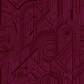 Seamless art deco geometric burgundy pattern