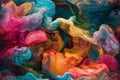seamless artistic background of colored diffusing turbulent fumes or paint in liquid, neural network generated image