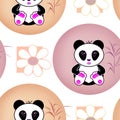 Seamless asia panda bear kids illustration background pattern