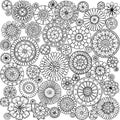 Seamless asian ethnic floral mandala doodle black and white pattern