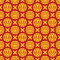 Seamless Chinese Pattern of Traditional Symbols of Luck, Wealth And Auspiciousness. Royalty Free Stock Photo