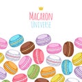 Seamless assorted macarons horiaontal pattern