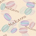 Seamless assorted macarons pattern background illustrations