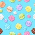 Seamless assorted macarons pattern.