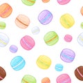 Seamless assorted macarons pattern.