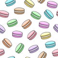 Seamless assorted macarons pattern.