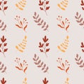 Seamless Autumn Leaf Pattern with Warm Toned Botanicals. Royalty Free Stock Photo