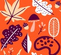 Seamless autumn leaves orange pattern background Royalty Free Stock Photo