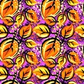 Seamless autumn leaves pattern,trendy print in collage cut out, Royalty Free Stock Photo