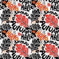 Seamless autumn leaves pattern,trendy print in collage cut out, Royalty Free Stock Photo