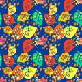 Seamless autumn leaves pattern,trendy print in collage cut out, Royalty Free Stock Photo