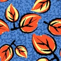 Seamless autumn leaves pattern,trendy print in collage cut out, Royalty Free Stock Photo