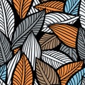 Seamless autumn ornament. Vector illustration with stylized leaves.