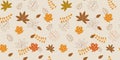 Seamless autumn pattern background, Vector floral flower autumn, Hand drawn decorative element, Seamless backgrounds and Royalty Free Stock Photo