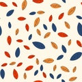 Seamless autumn pattern from colorful leaves. Strict flat design. Printing on fabric, wrapping paper. Vector Royalty Free Stock Photo