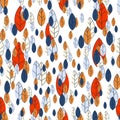 Seamless autumn pattern from colorful leaves. Strict flat design. Printing on fabric, wrapping paper. Vector Royalty Free Stock Photo