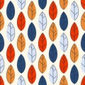 Seamless autumn pattern from colorful leaves. Strict flat design. Printing on fabric, wrapping paper. Vector Royalty Free Stock Photo