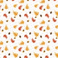 Seamless autumn pattern with decorative flowers, design for paper, cover, fabric, texture interior, gift wrap packaging