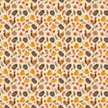 Autumn seamless pattern pumpkins, leaves, acorns design. Thanksgiving background Royalty Free Stock Photo