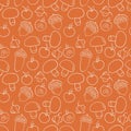 Seamless autumn pattern with muchrooms, acorns, apples and physa Royalty Free Stock Photo