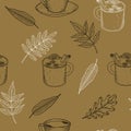 Seamless Autumn pattern. Wallpaper, background beautiful, cute, trendy bright print