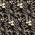 Seamless autumn pretty pattern with hand drawn plants Royalty Free Stock Photo