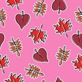 Seamless autumn trendy hand drawn style pattern with feminine colors background.