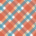 Seamless autumn vector pattern. Red, blue and yellow Plaid, checkered, with white stripes fall tartan seamless pattern Royalty Free Stock Photo