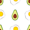 Seamless avocado and eggs pattern