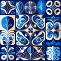 Seamless azulejo pattern. Portuguese tile azulejo. Vector illustration AI Generated