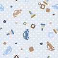 Seamless baby pattern cars, toys