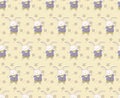 Seamless baby pattern with cute little rabbit in vector. artoon little happy bunny boy. Vintage hand drawn. Kawaii funny animal. Royalty Free Stock Photo