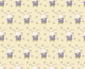 Seamless baby pattern with cute little rabbit in vector. artoon little happy bunny boy. Vintage hand drawn. Kawaii funny animal.