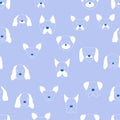 Seamless baby pattern with dog animal muzzles. Monochrome on a colored background.