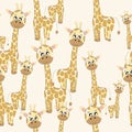 Seamless baby pattern with giraffes. Suitable for prints, clothing, wallpaper, packaging