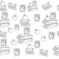 Seamless back to school style line pattern with books. Vector illustration Royalty Free Stock Photo