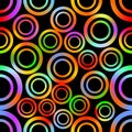 Seamless background with abstract concentric circle shapes in vivid rainbow colors Royalty Free Stock Photo