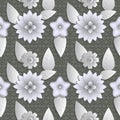 Seamless background abstract illustration of nature. Figure 3D, flowers, leaves.